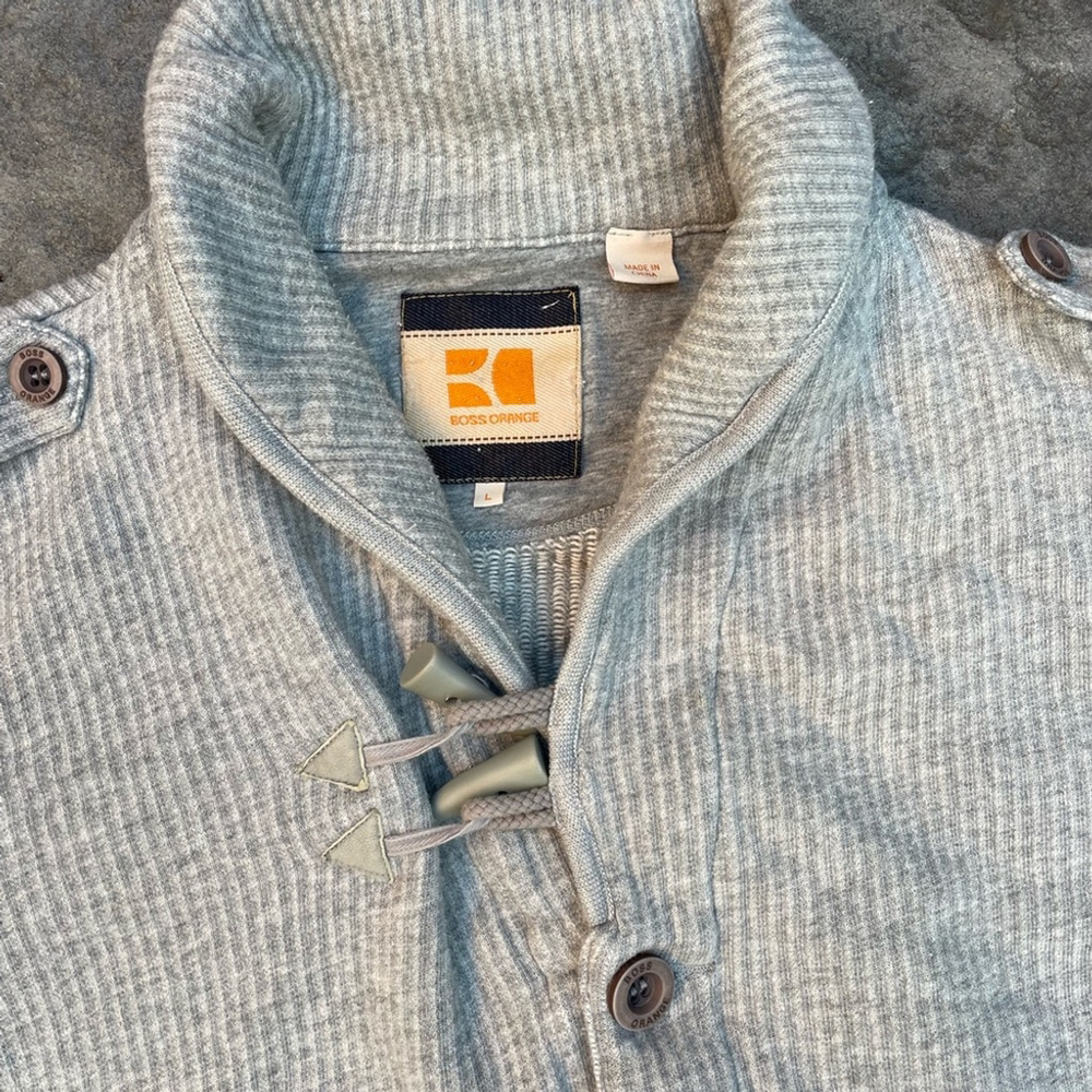BOSS ORANGE Light Gray Knit Sweater Hugo Boss Jacket - Picture 7 of 10
